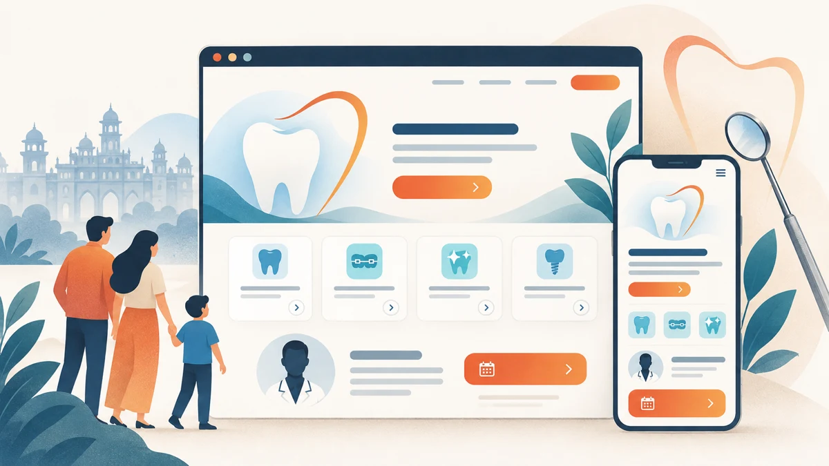 Dental clinic website design in Mysore with responsive treatment routes and patient-friendly appointment journeys