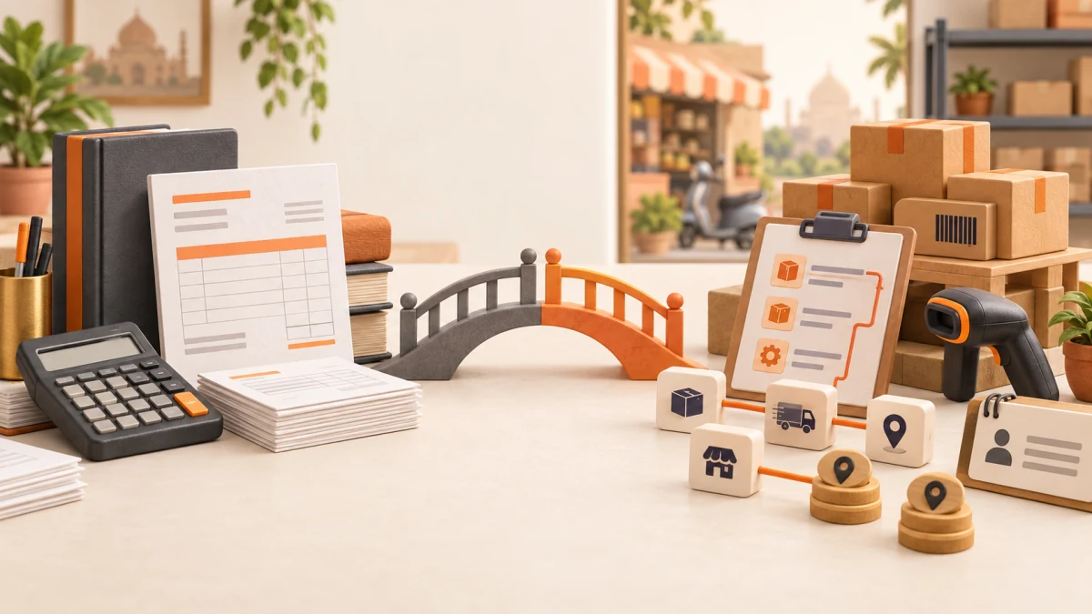GST billing software India comparison with invoices, accounting records, inventory, barcode billing and connected workflows
